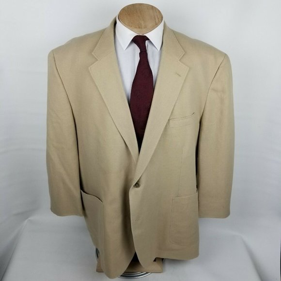 Oak Hill Sport Coat Mens 52R Beige Linen Blend - Picture 2 of 8